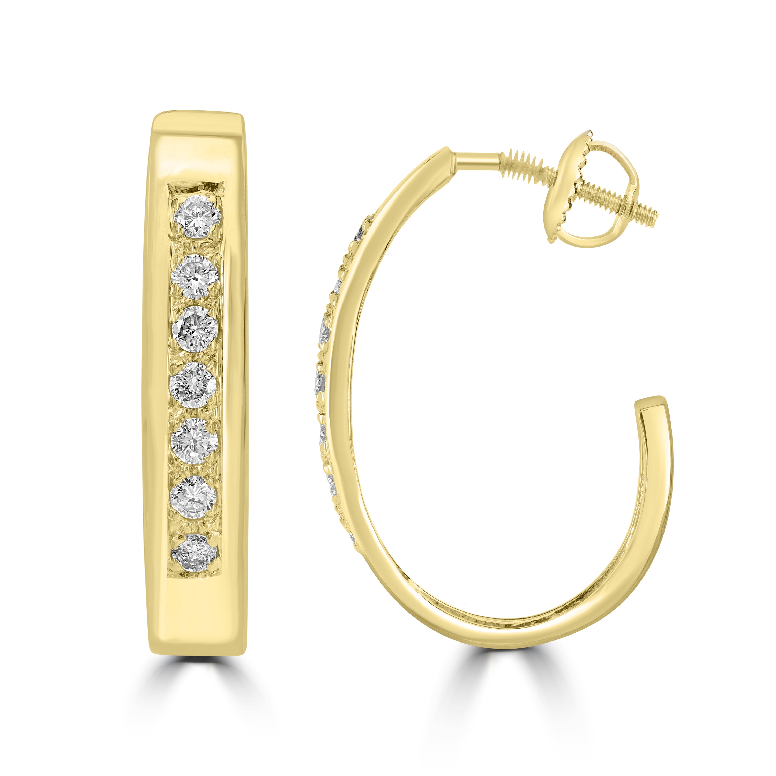 0.50 ct Diamond Hoop Earrings in 14K Yellow Gold
