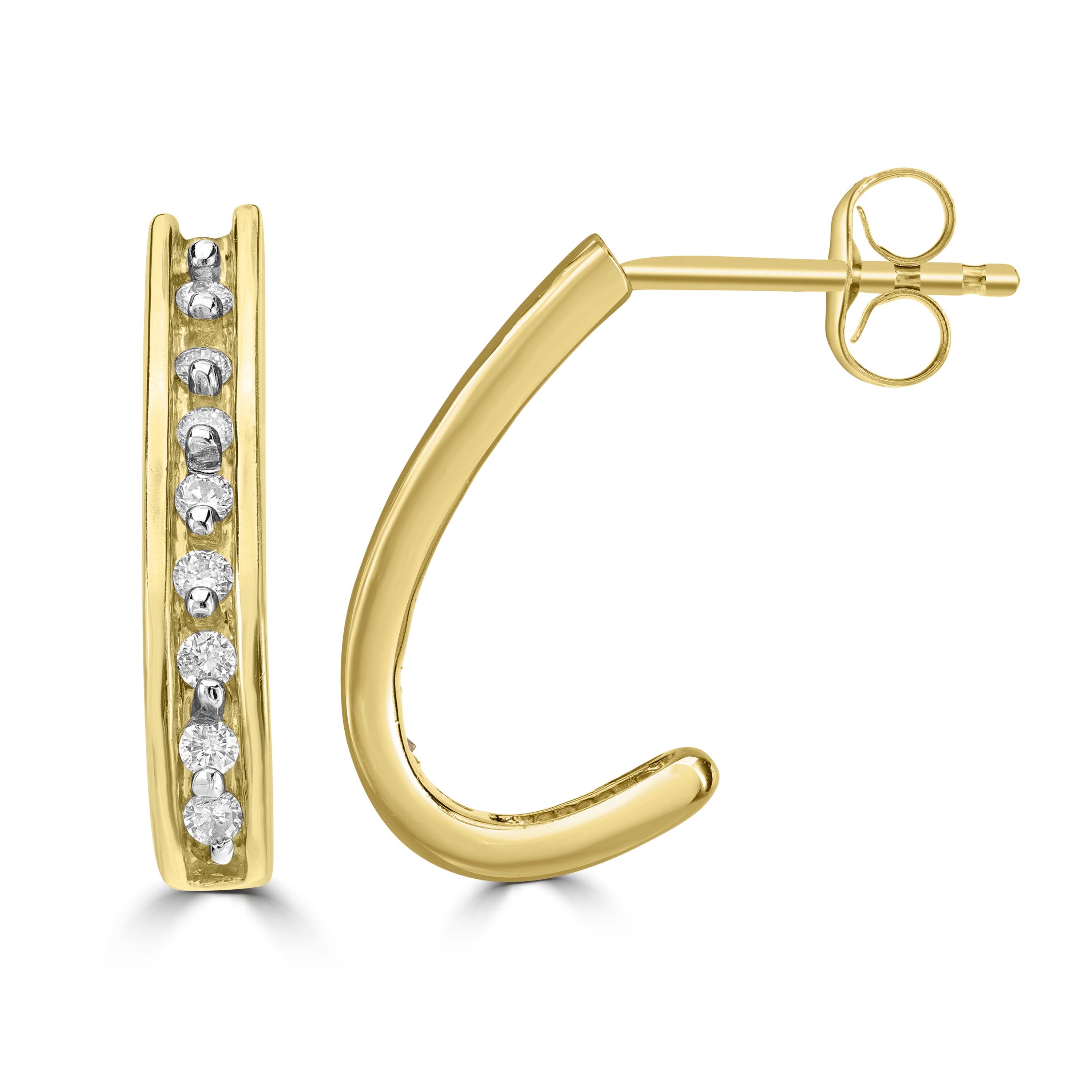 0.25 ct Diamond Hoop Earrings in 14K Yellow Gold