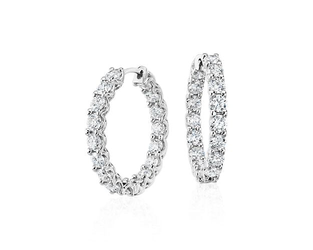 Diamond Inside-Out Hoop Earrings 7.09 carat in White Gold