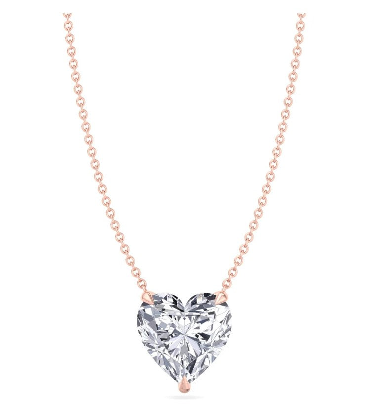 GIA Certified 1.01 Ct Heart Shape Diamond Solitaire Pendant Necklace