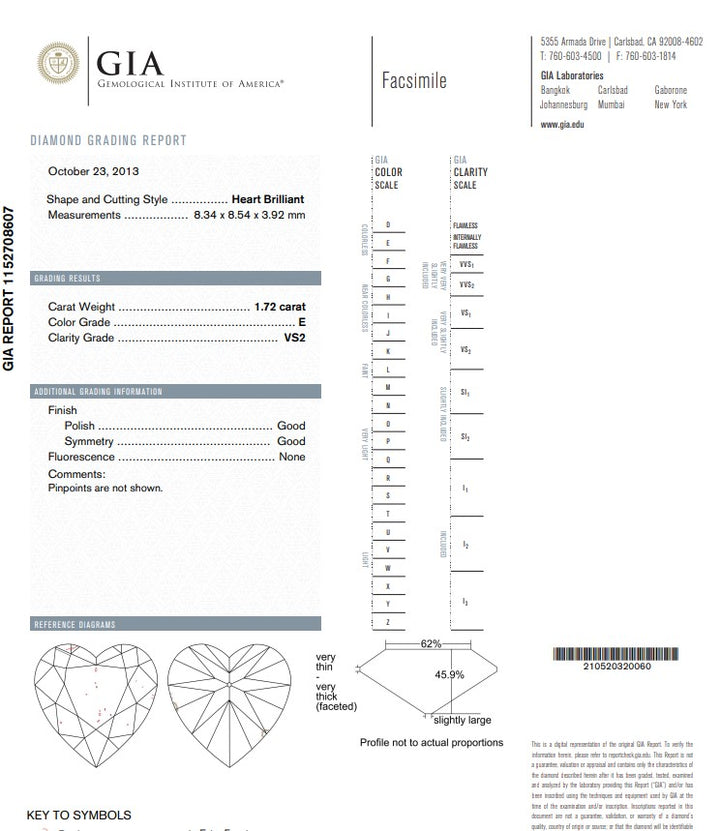 GIA Certified 3.44 Carat Solitaire Heart-Shaped Diamond Studs