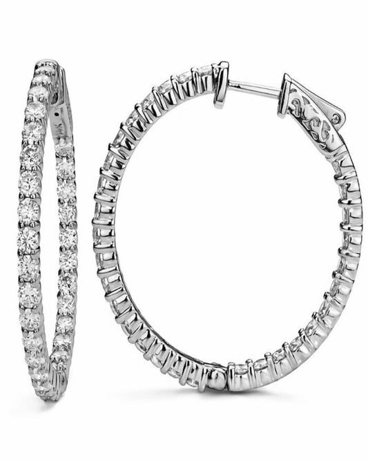 Diamond Inside-Out Hoop Earrings 2.00 carat in White Gold