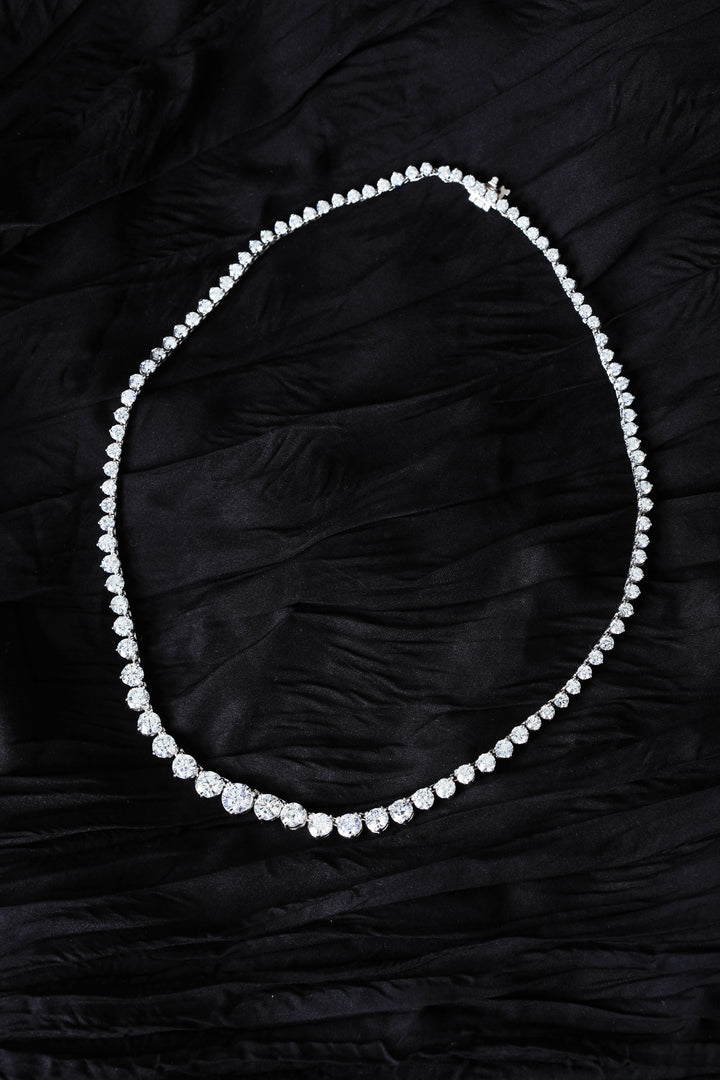 16.62 ct Graduated Diamond Tennis Necklace in 18K White Gold