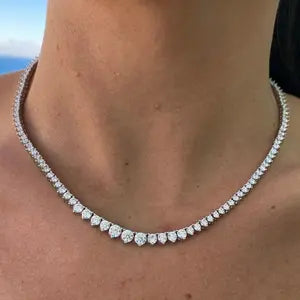 11.62 ct Graduated Diamond Tennis Necklace in 18K White Gold