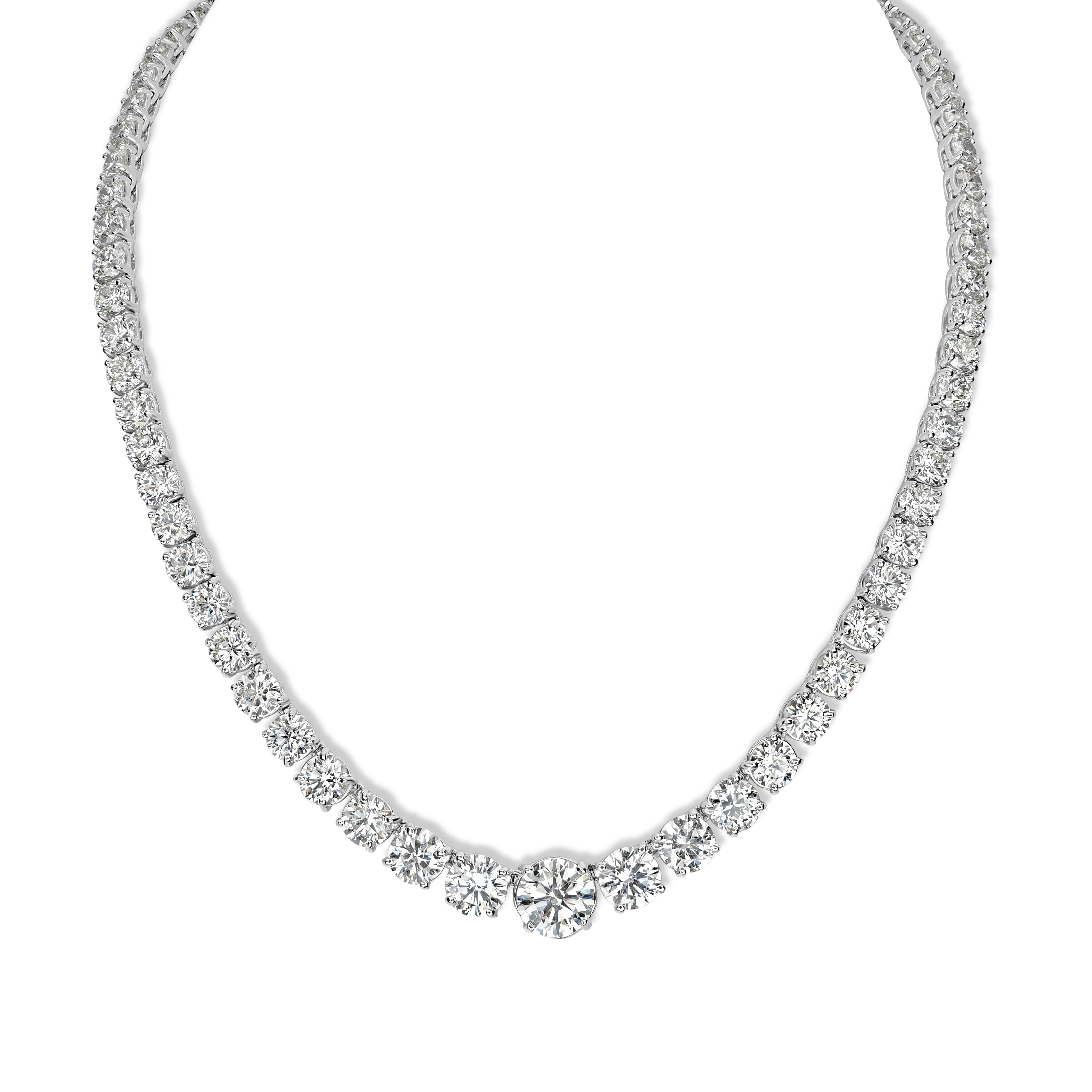 45.33 ct Graduated Diamond Tennis Necklace in Platinum