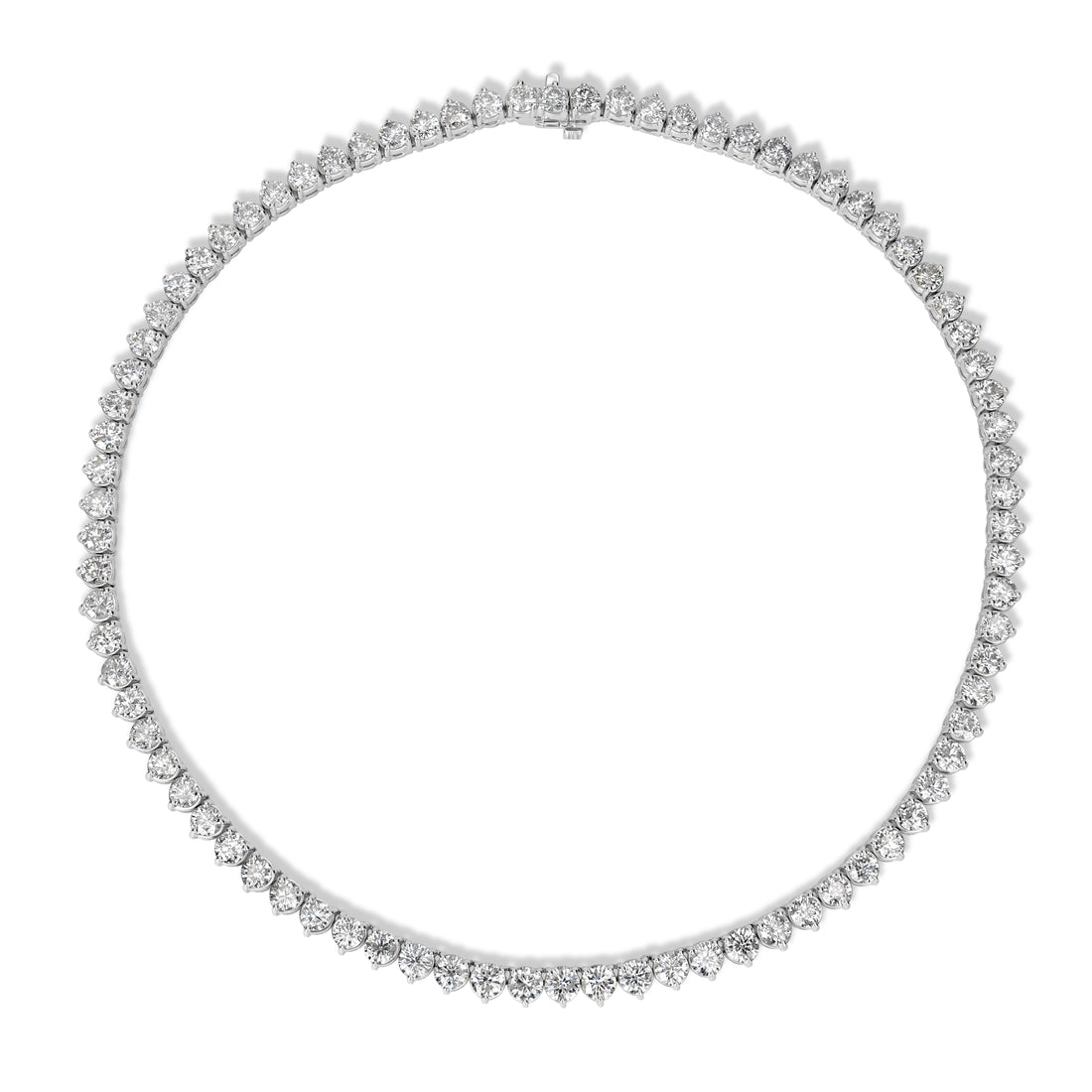 27.06 ct Diamond Tennis Necklace in 18K White Gold
