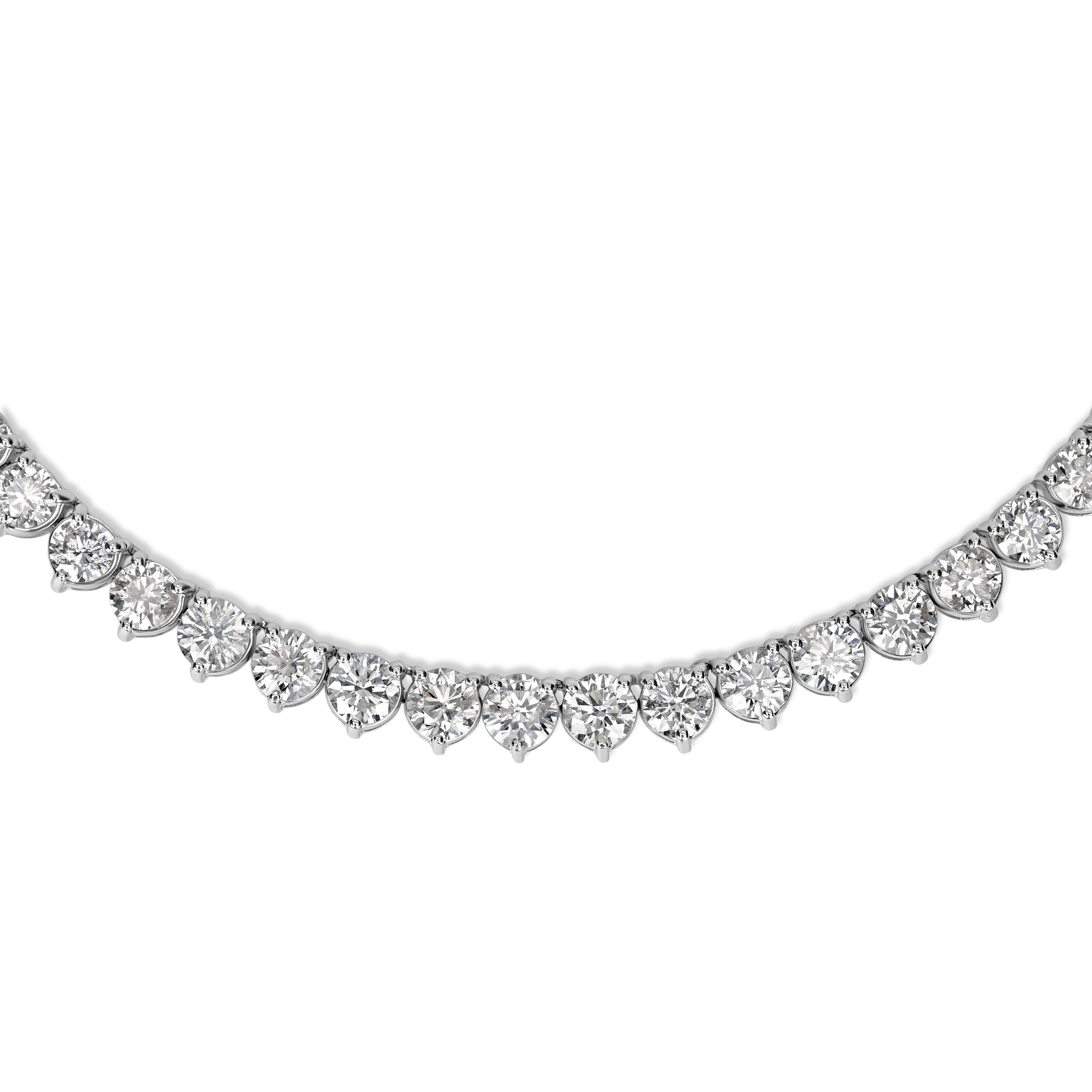 27.06 ct Diamond Tennis Necklace in 18K White Gold