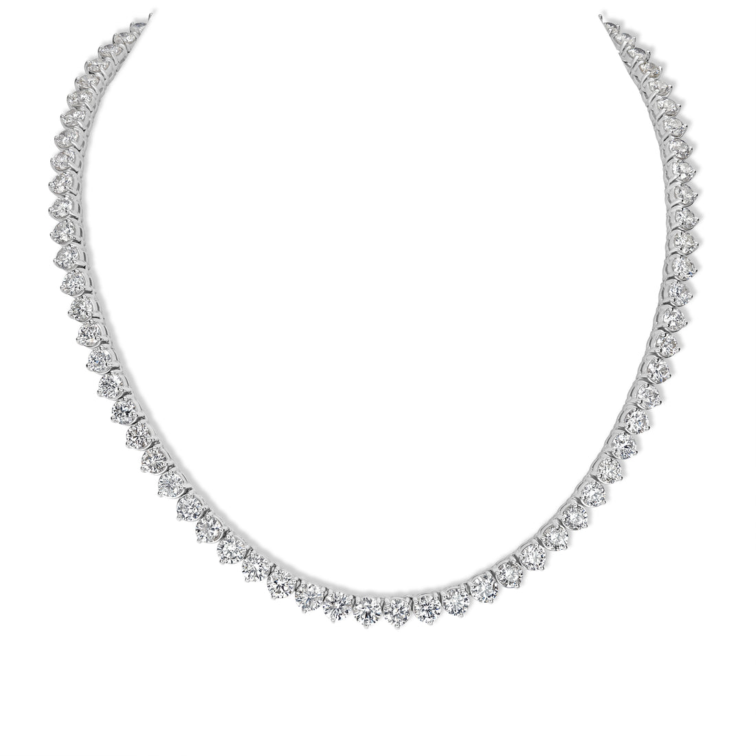 27.06 ct Diamond Tennis Necklace in 18K White Gold