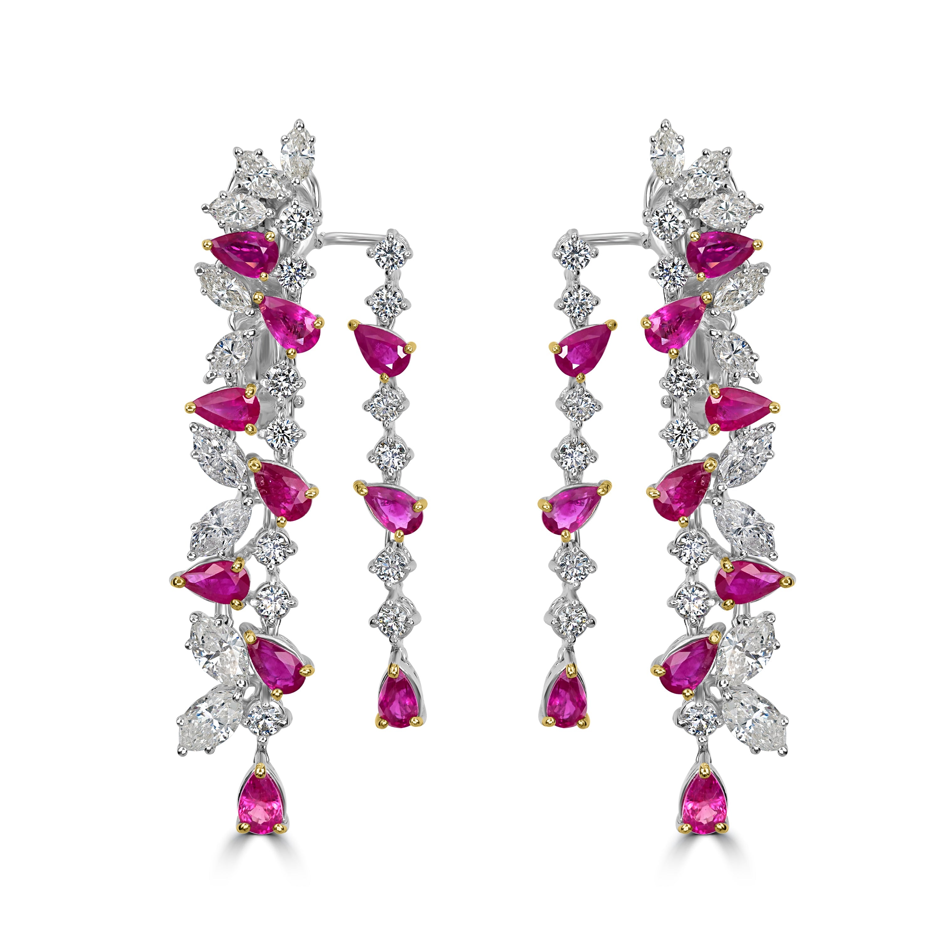 5.00 ct Ruby & Diamond Earring in 18K White Gold