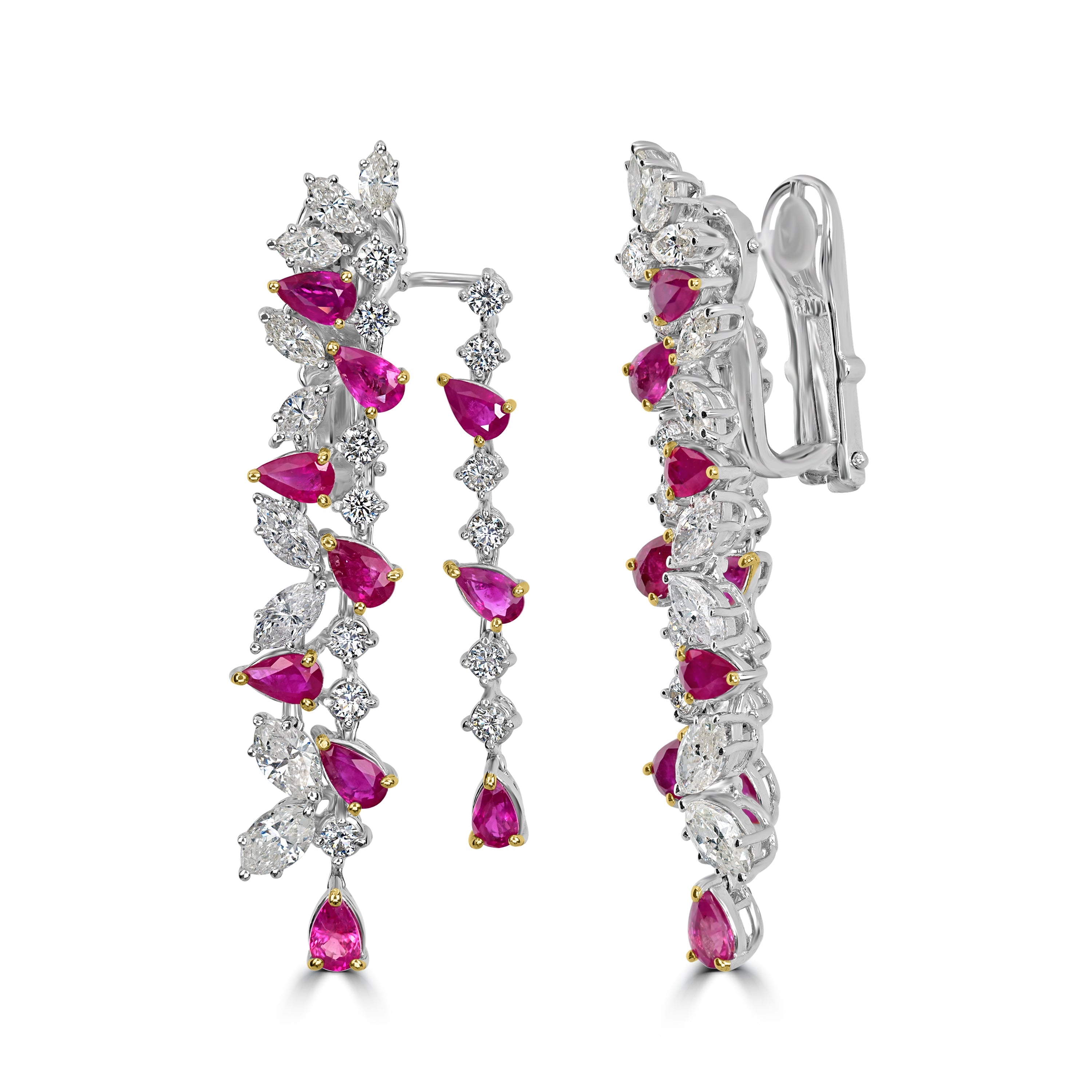 5.00 ct Ruby & Diamond Earring in 18K White Gold