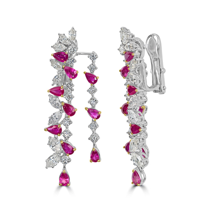 5.00 ct Ruby & Diamond Earring in 18K White Gold