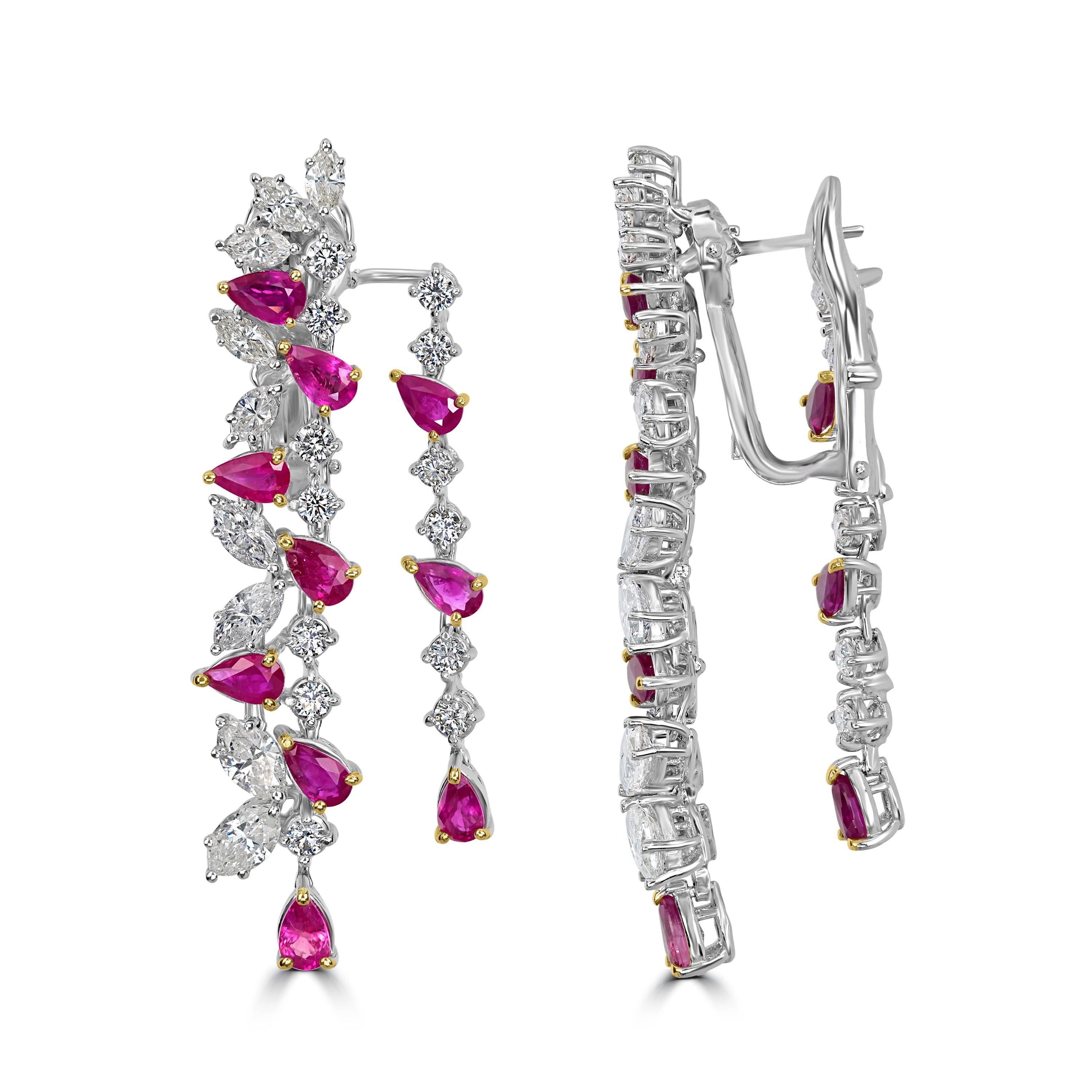 5.00 ct Ruby & Diamond Earring in 18K White Gold