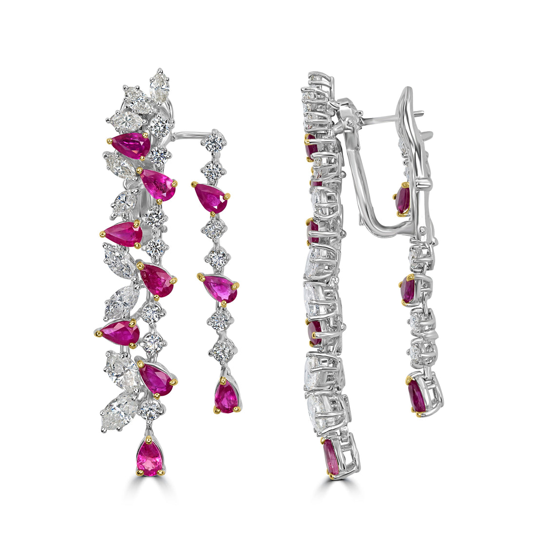 5.00 ct Ruby & Diamond Earring in 18K White Gold