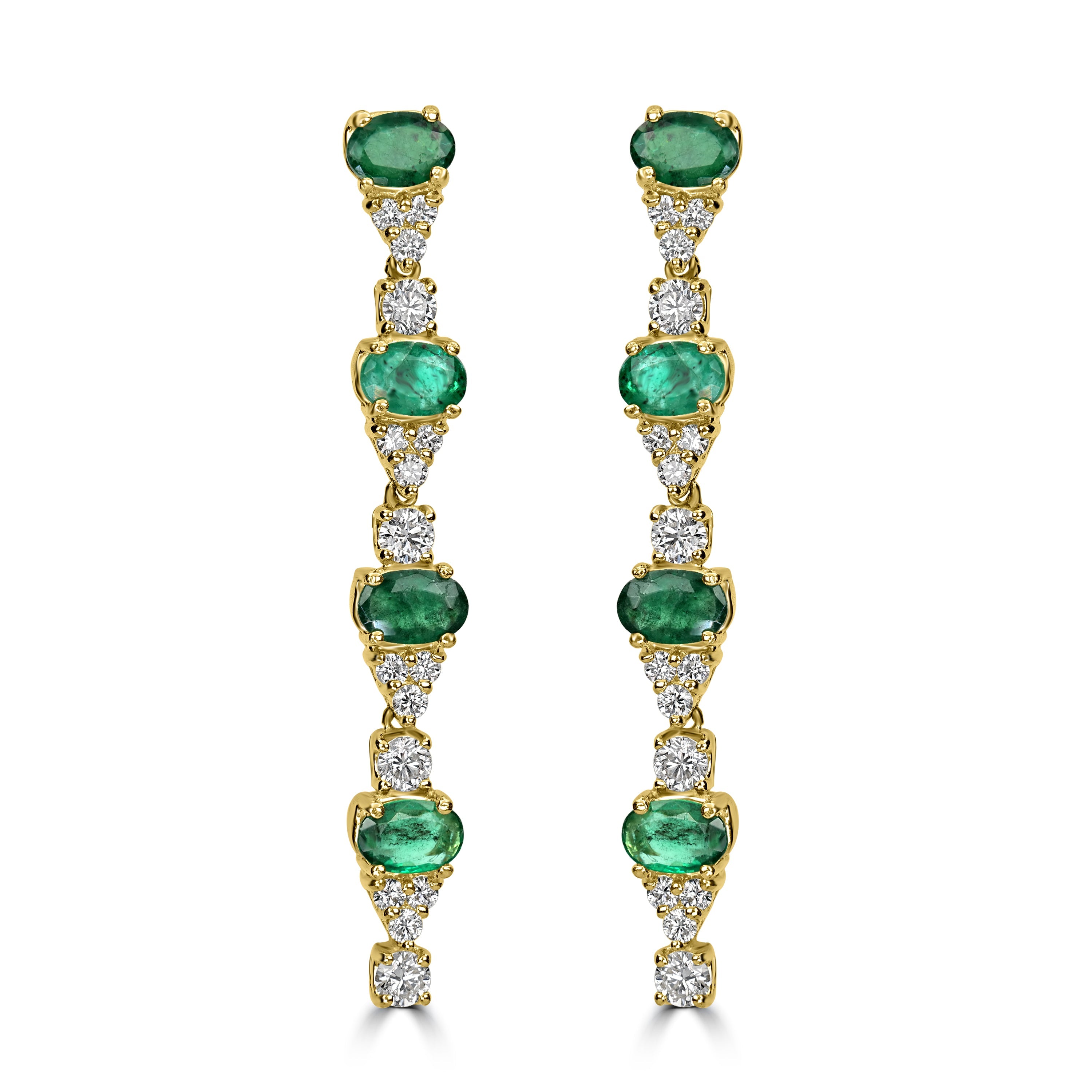 5.00 ct Emerald & Diamond Earring in 18K Yellow Gold