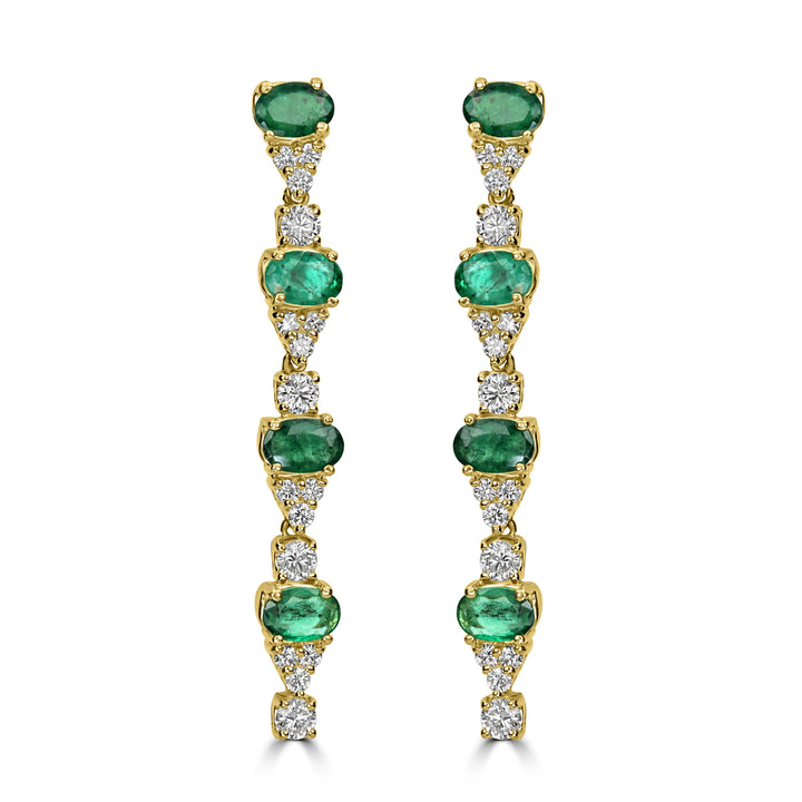 5.00 ct Emerald & Diamond Earring in 18K Yellow Gold