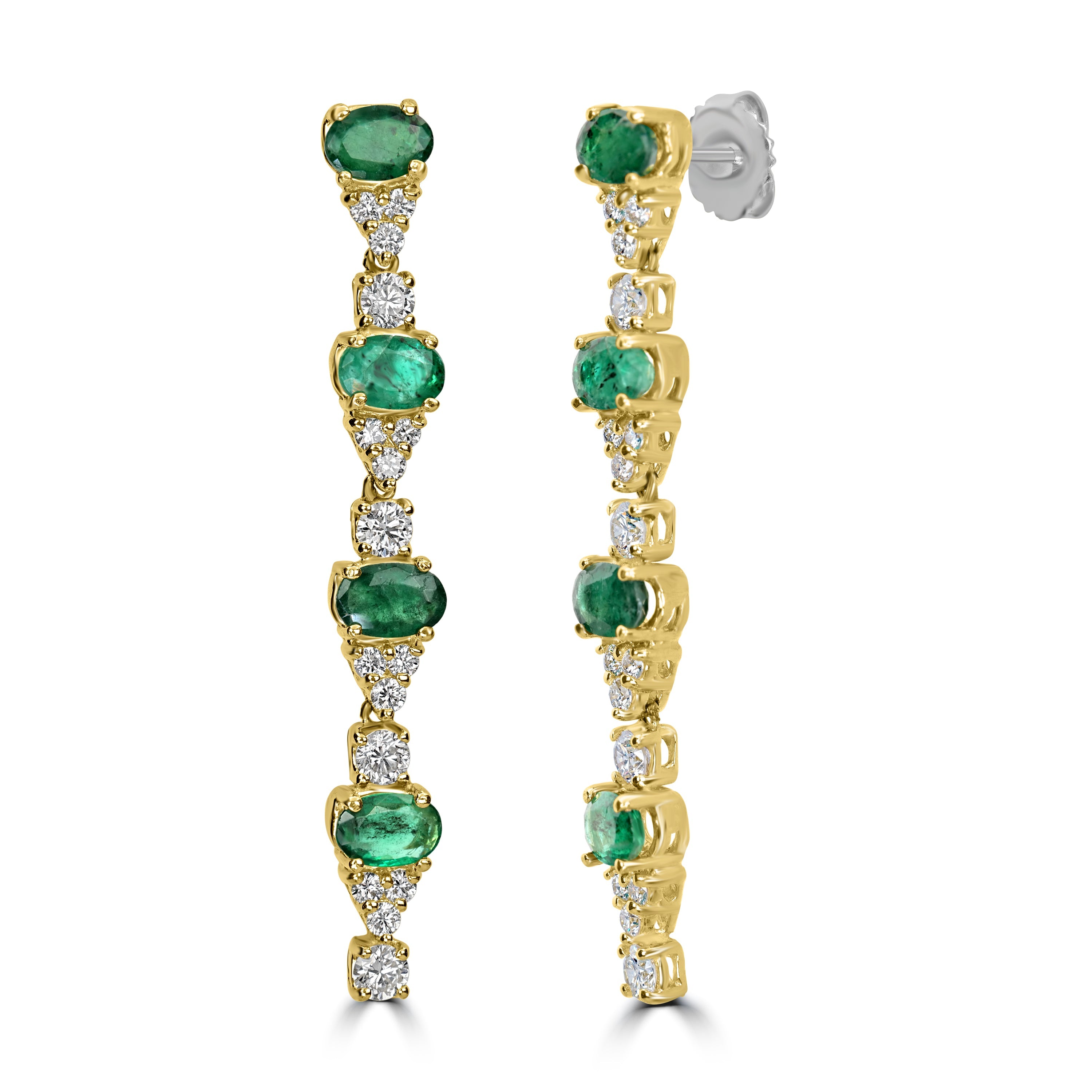 5.00 ct Emerald & Diamond Earring in 18K Yellow Gold