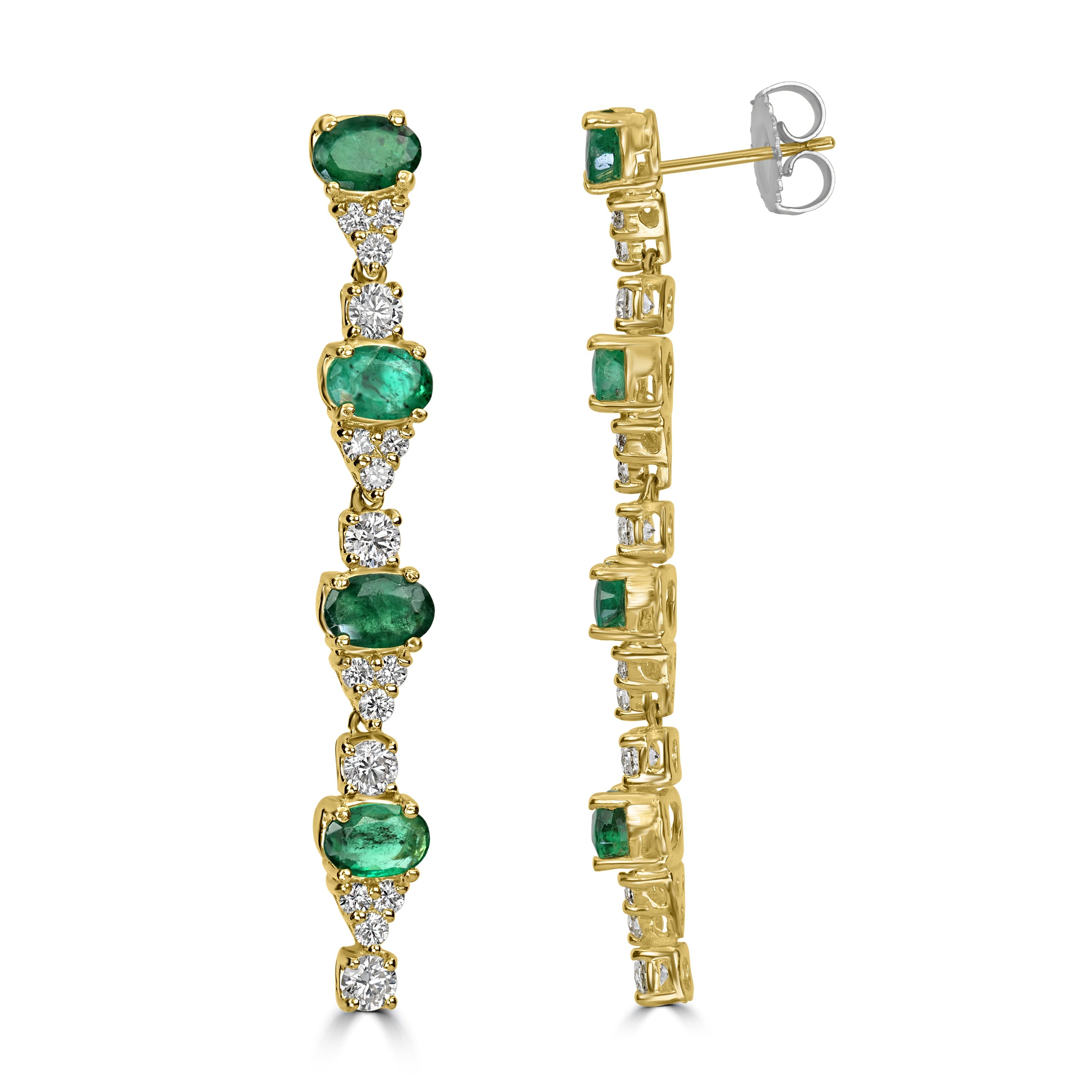 5.00 ct Emerald & Diamond Earring in 18K Yellow Gold