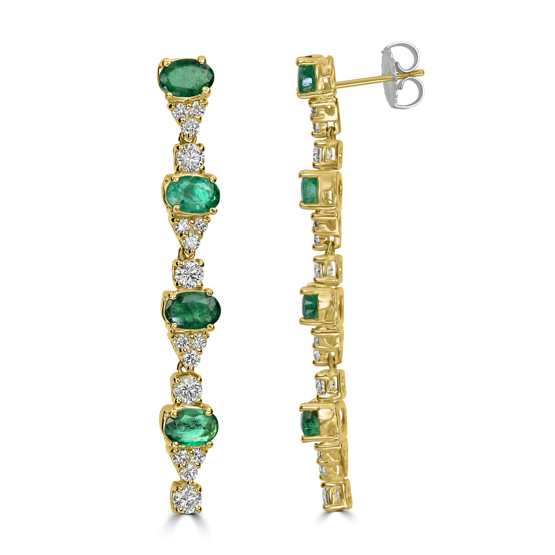 5.00 ct Emerald & Diamond Earring in 18K Yellow Gold