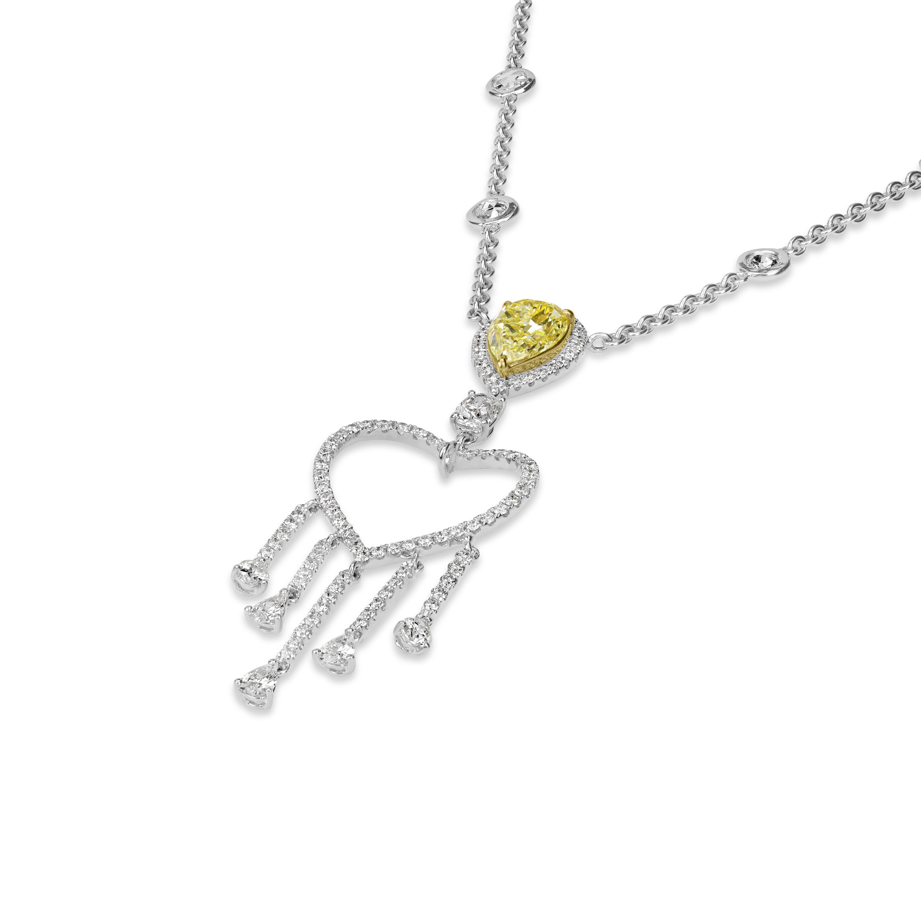 4.71 ctw Diamond Necklace in 18K Two-Tone White and Yellow Gold - GIA Certified