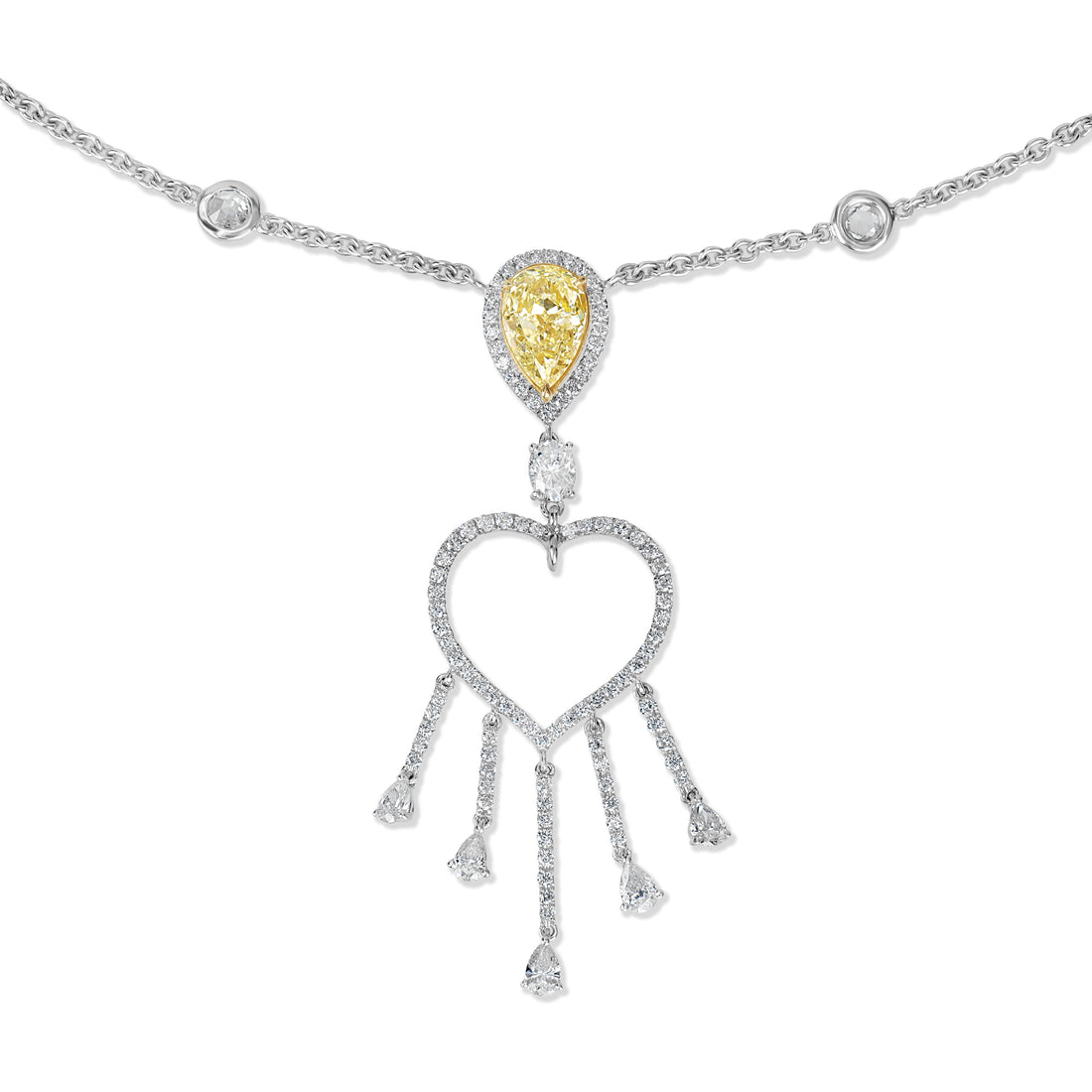 4.71 ctw Diamond Necklace in 18K Two-Tone White and Yellow Gold - GIA Certified