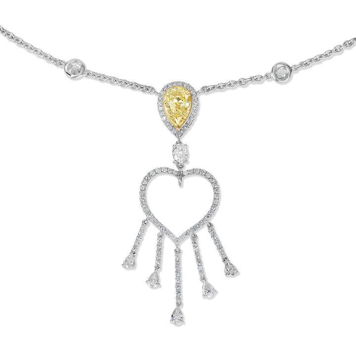 4.71 ctw Diamond Necklace in 18K Two-Tone White and Yellow Gold - GIA Certified