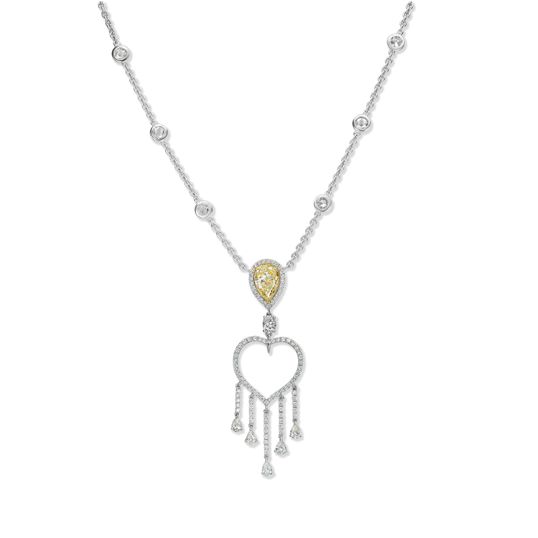 4.71 ctw Diamond Necklace in 18K Two-Tone White and Yellow Gold - GIA Certified