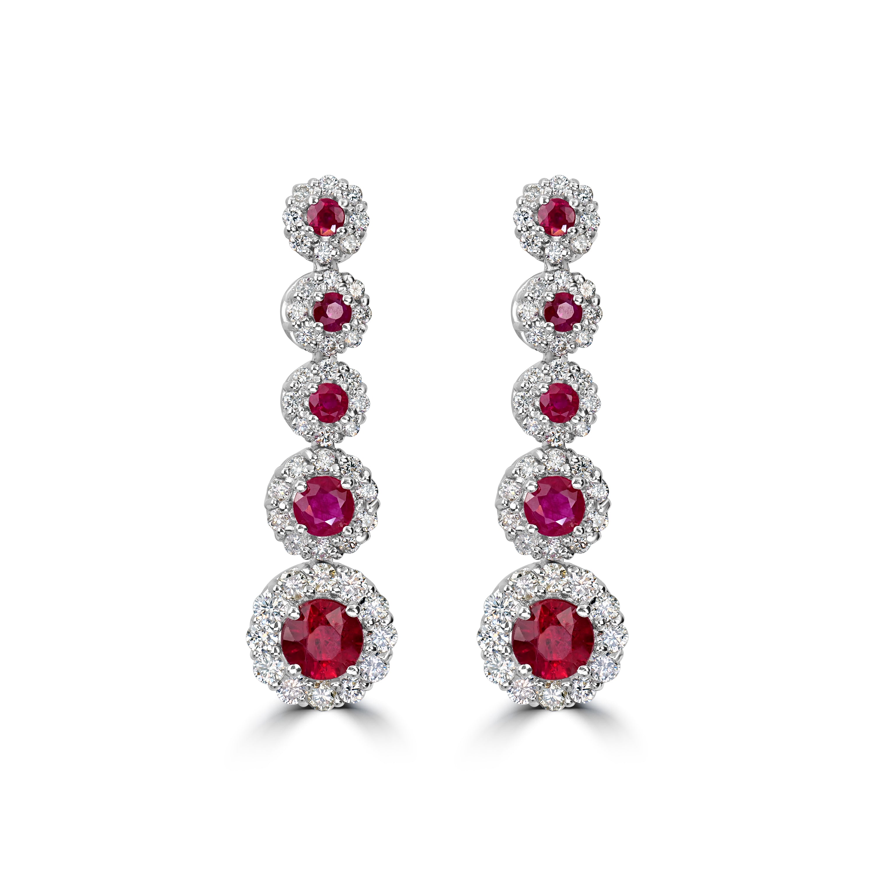 1.80 ct Ruby & Diamond Earring in 18K White Gold