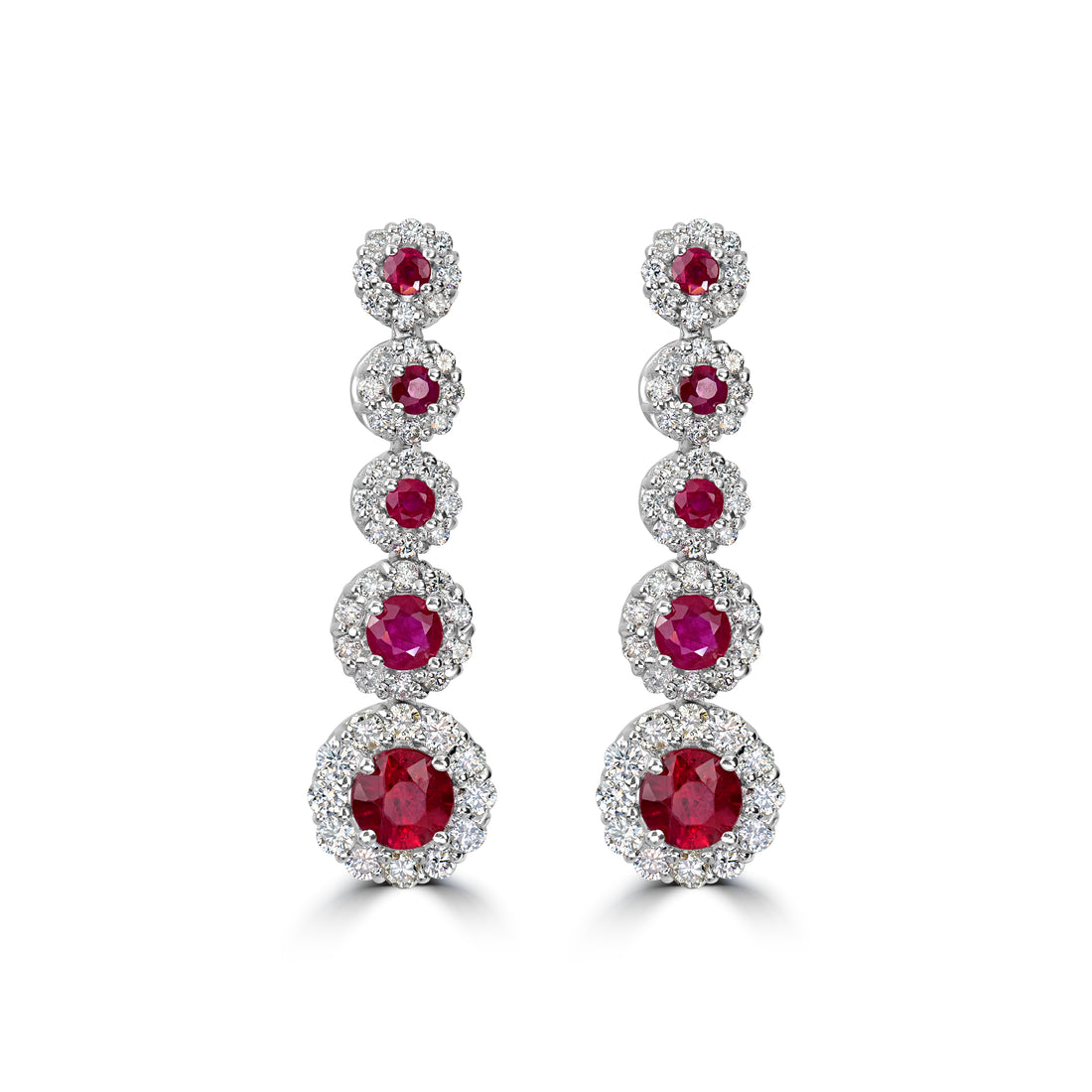 4.45 ct Ruby & Diamond Earring in 18K White Gold