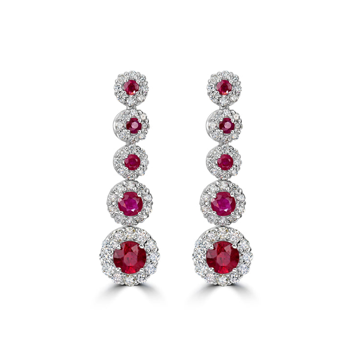 4.45 ct Ruby & Diamond Earring in 18K White Gold
