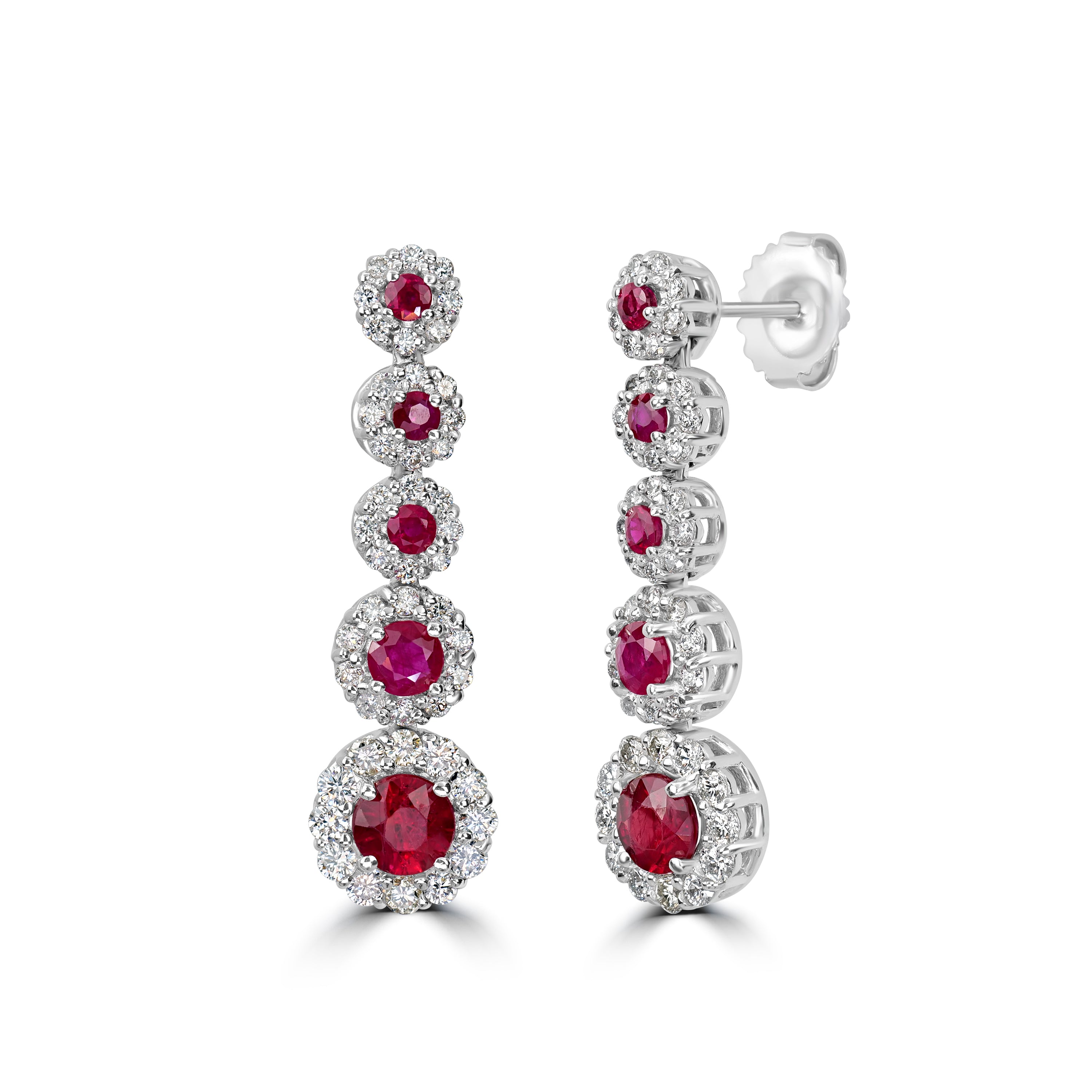 1.80 ct Ruby & Diamond Earring in 18K White Gold
