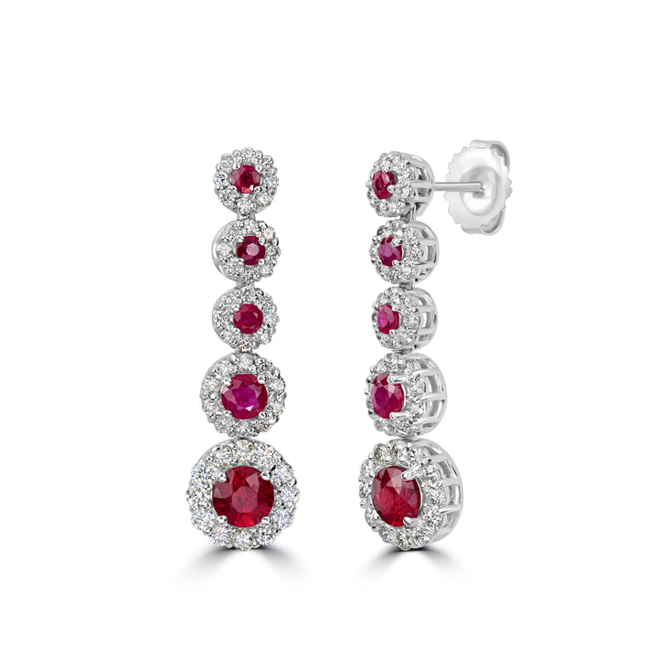 1.80 ct Ruby & Diamond Earring in 18K White Gold