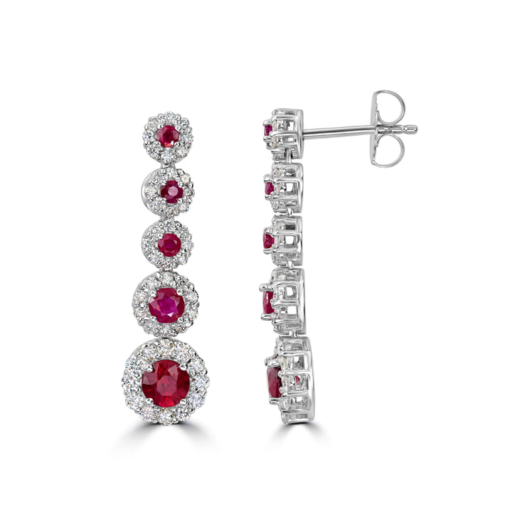 4.45 ct Ruby & Diamond Earring in 18K White Gold