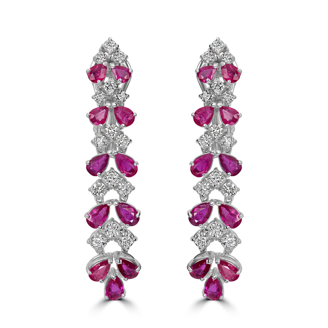 6.89 ct Ruby & Diamond Earring in 18K White Gold