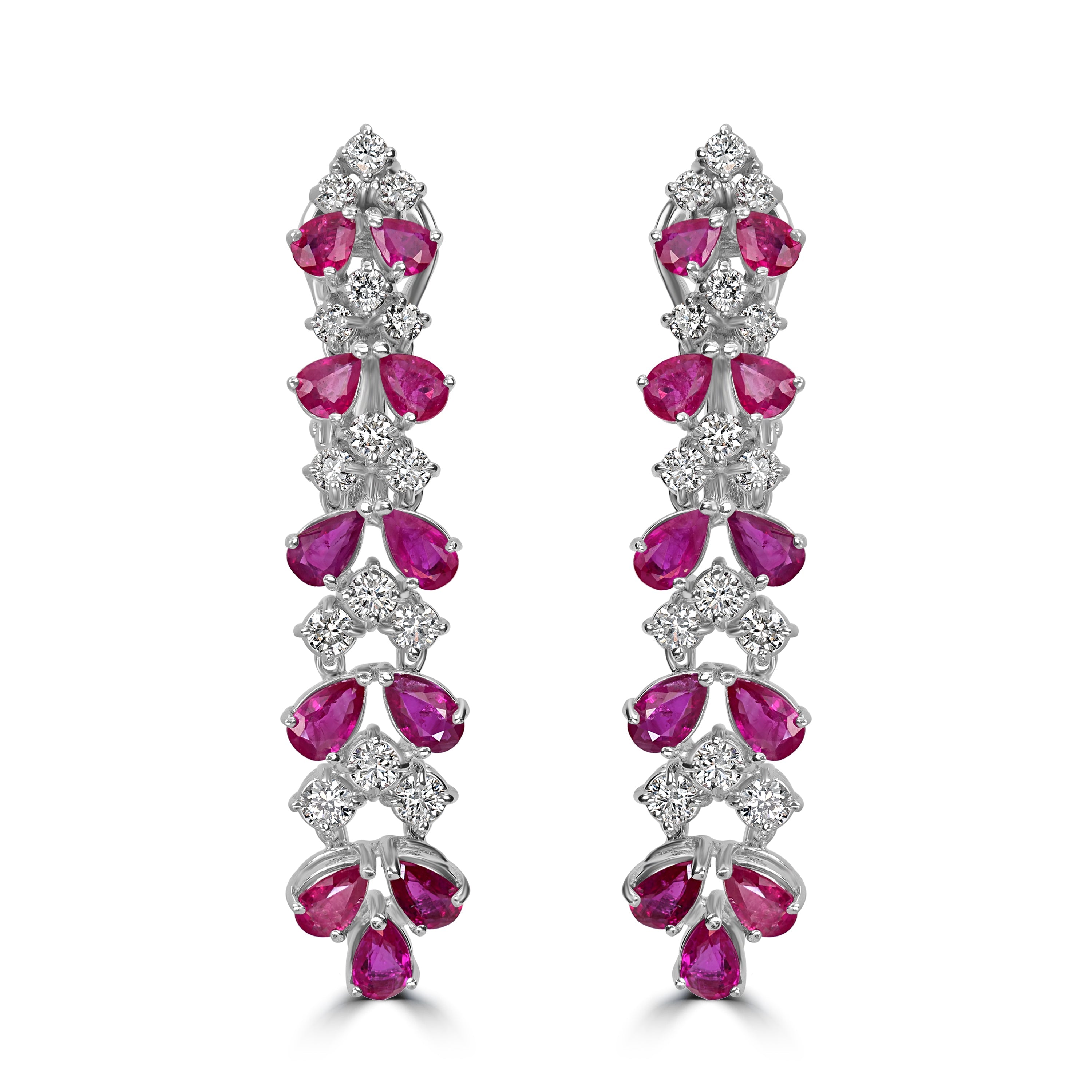 6.89 ct Ruby & Diamond Earring in 18K White Gold