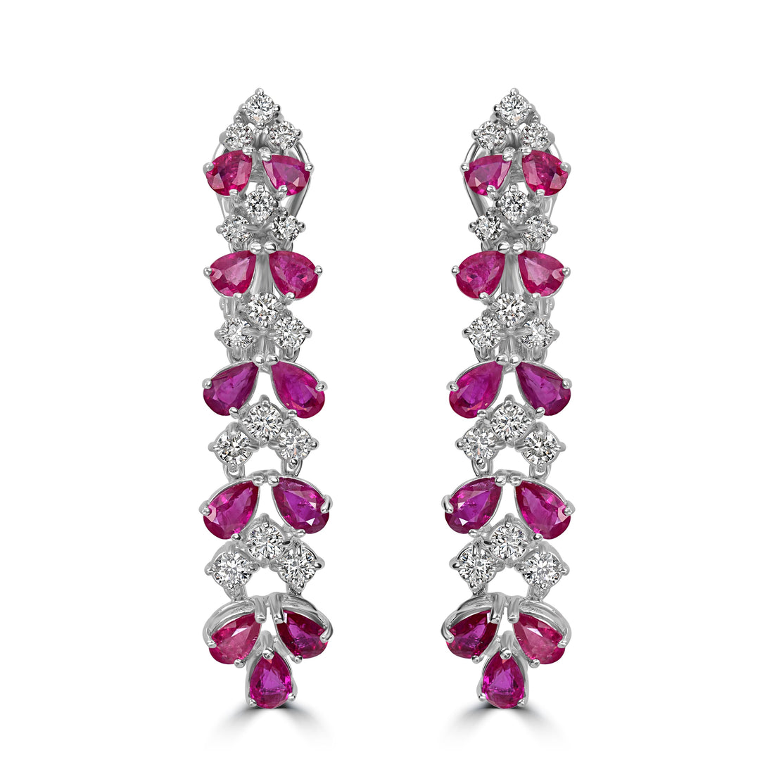 6.89 ct Ruby & Diamond Earring in 18K White Gold