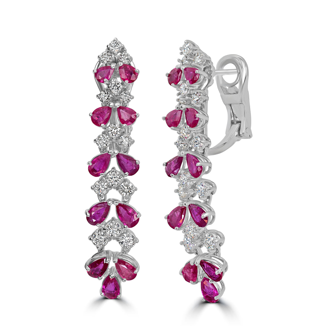 6.89 ct Ruby & Diamond Earring in 18K White Gold
