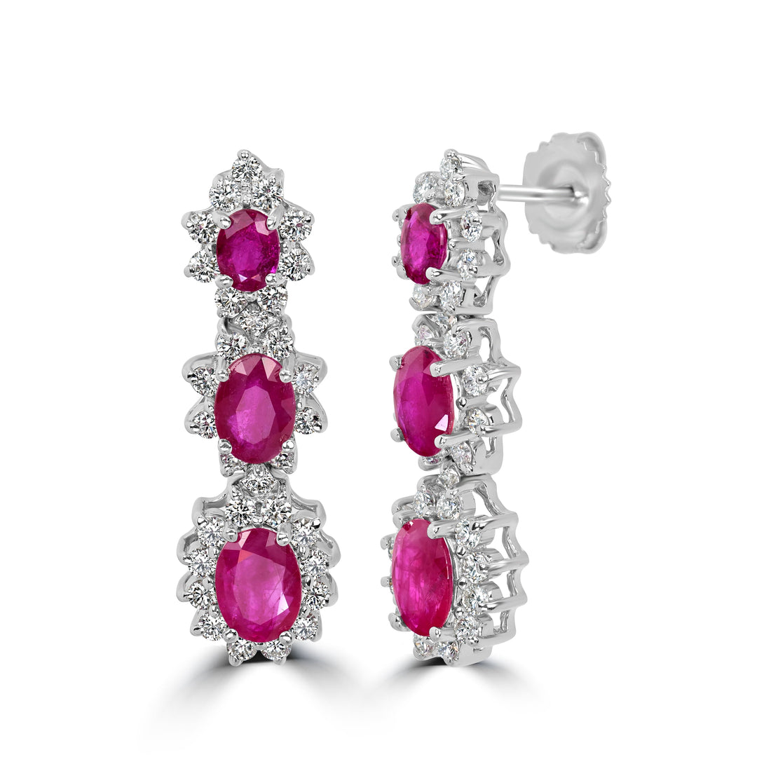 3.68 ct Ruby & Diamond Earring in 18K White Gold