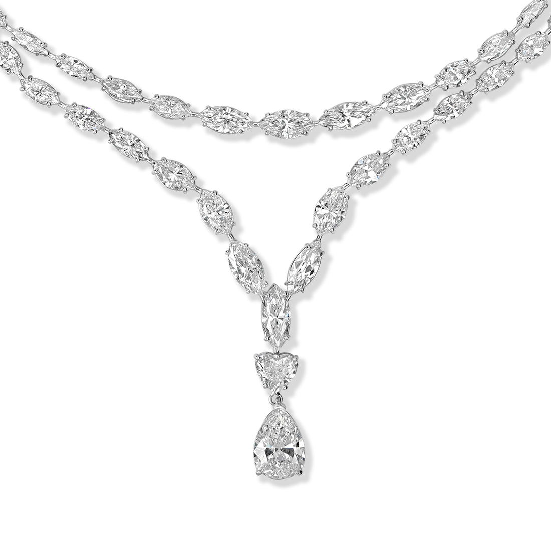 49.08 ctw Diamond Necklace in 18K White Gold - GIA and EGL Certified