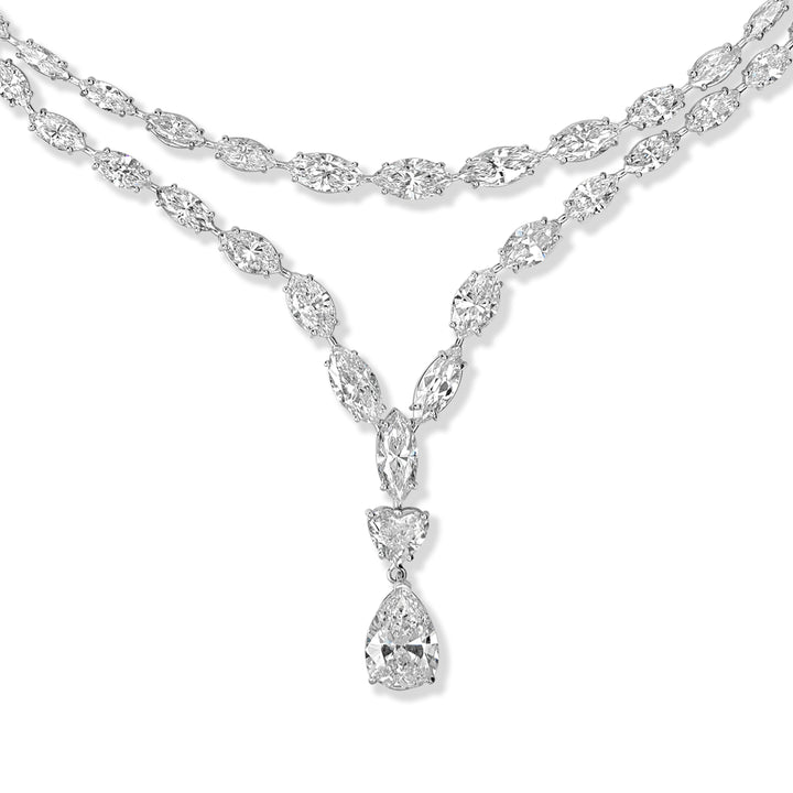 49.08 ctw Diamond Necklace in 18K White Gold - GIA and EGL Certified