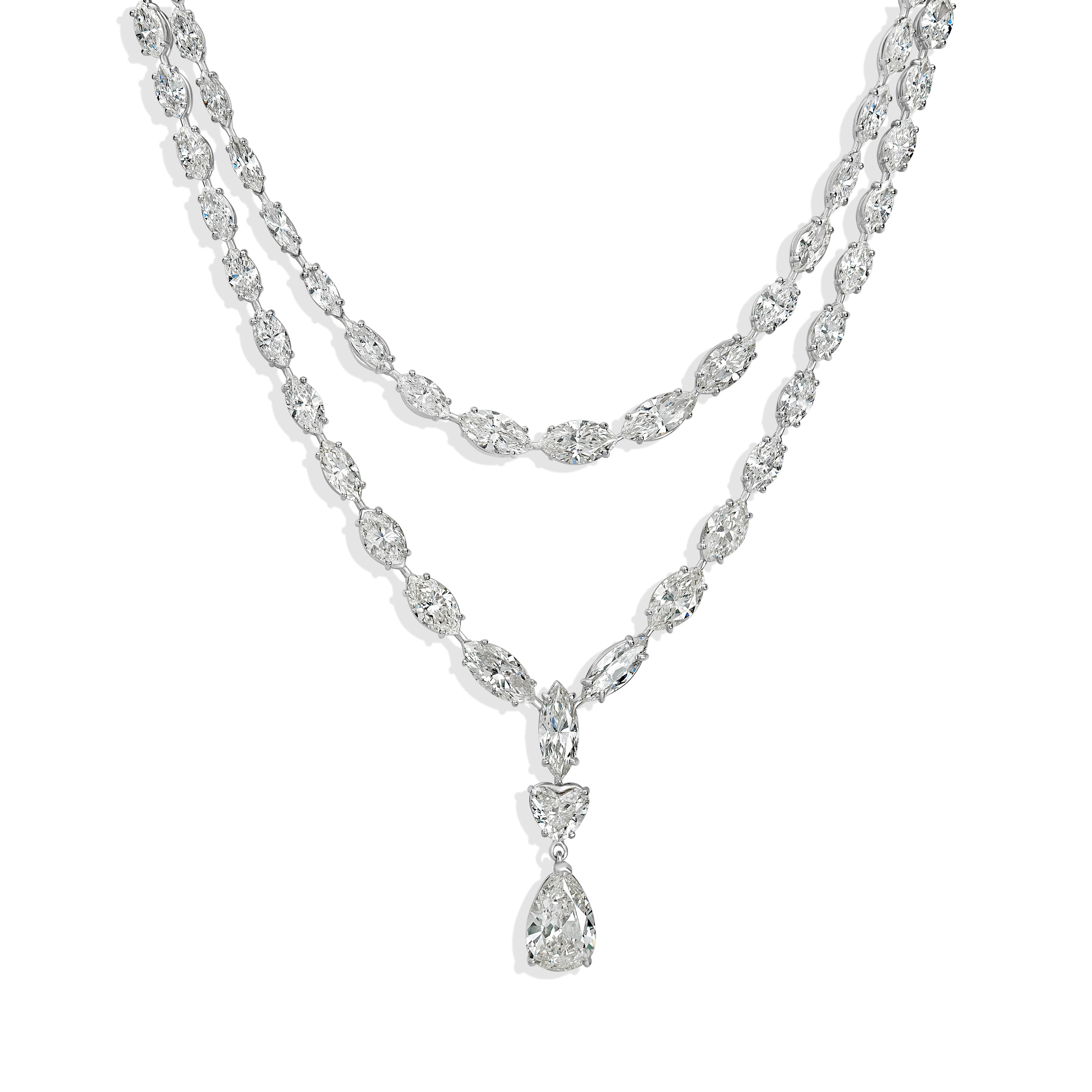 49.08 ctw Diamond Necklace in 18K White Gold - GIA and EGL Certified