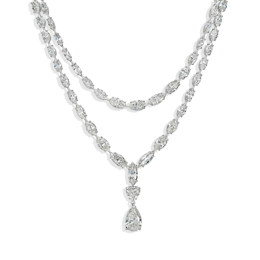 49.08 ctw Diamond Necklace in 18K White Gold - GIA and EGL Certified