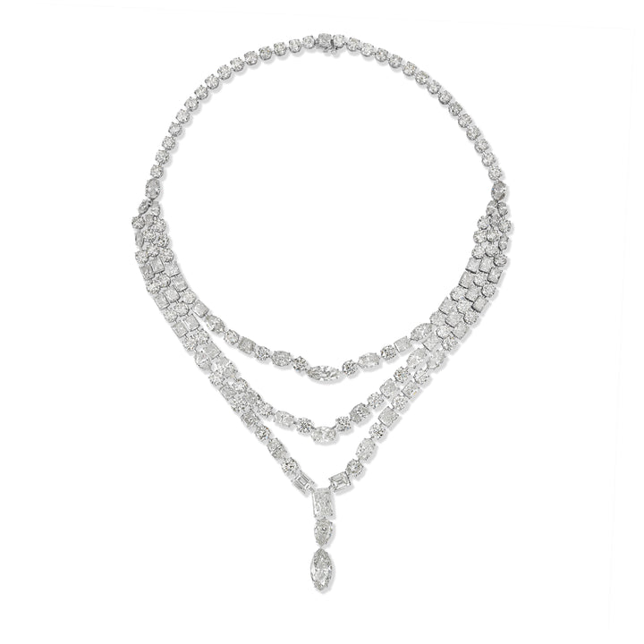 94.78 ctw Diamond Necklace in 18K White Gold - GIA and EGL Certified