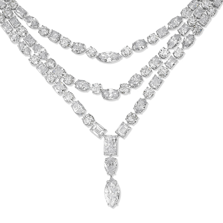 94.78 ctw Diamond Necklace in 18K White Gold - GIA and EGL Certified