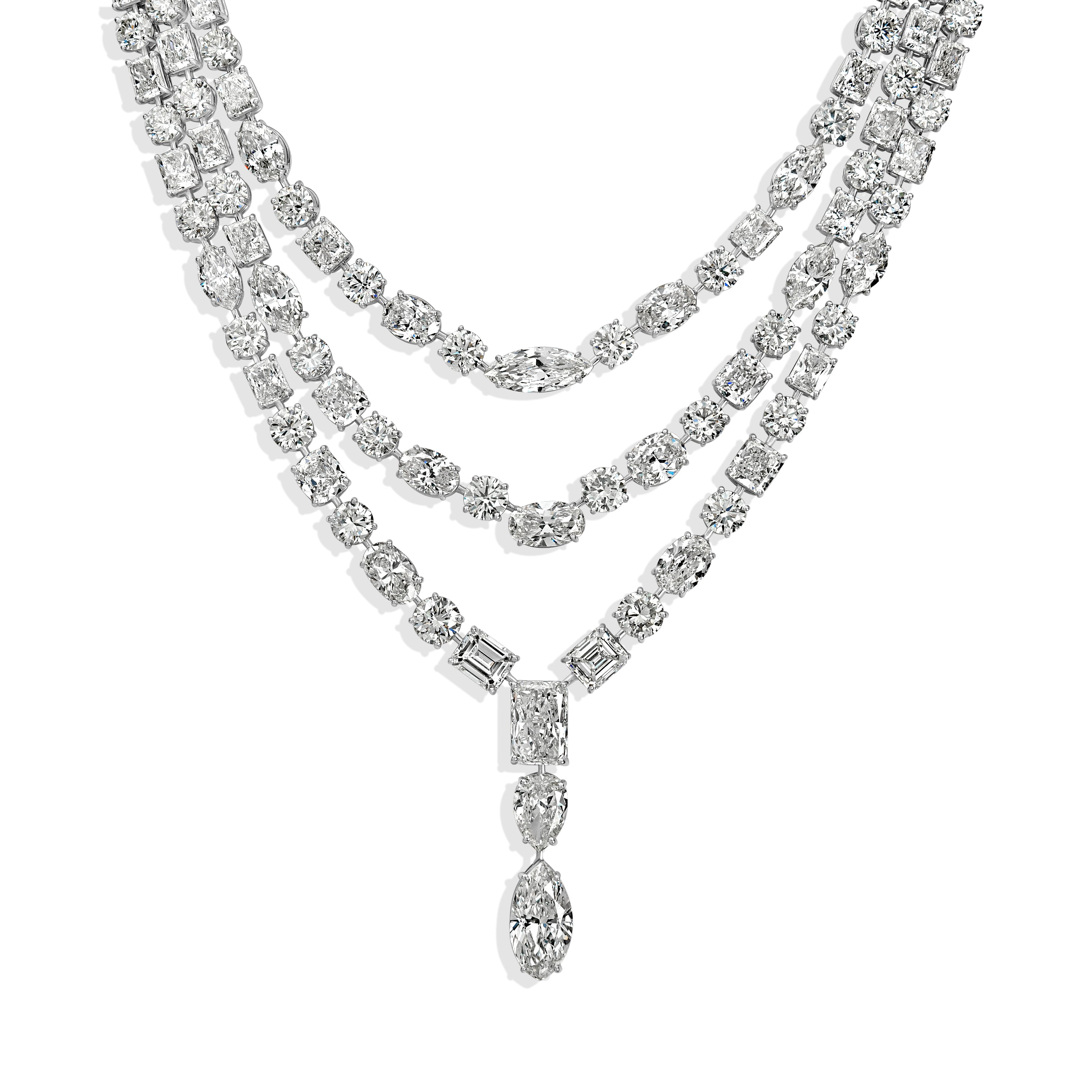 94.78 ctw Diamond Necklace in 18K White Gold - GIA and EGL Certified