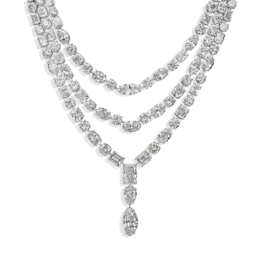 94.78 ctw Diamond Necklace in 18K White Gold - GIA and EGL Certified