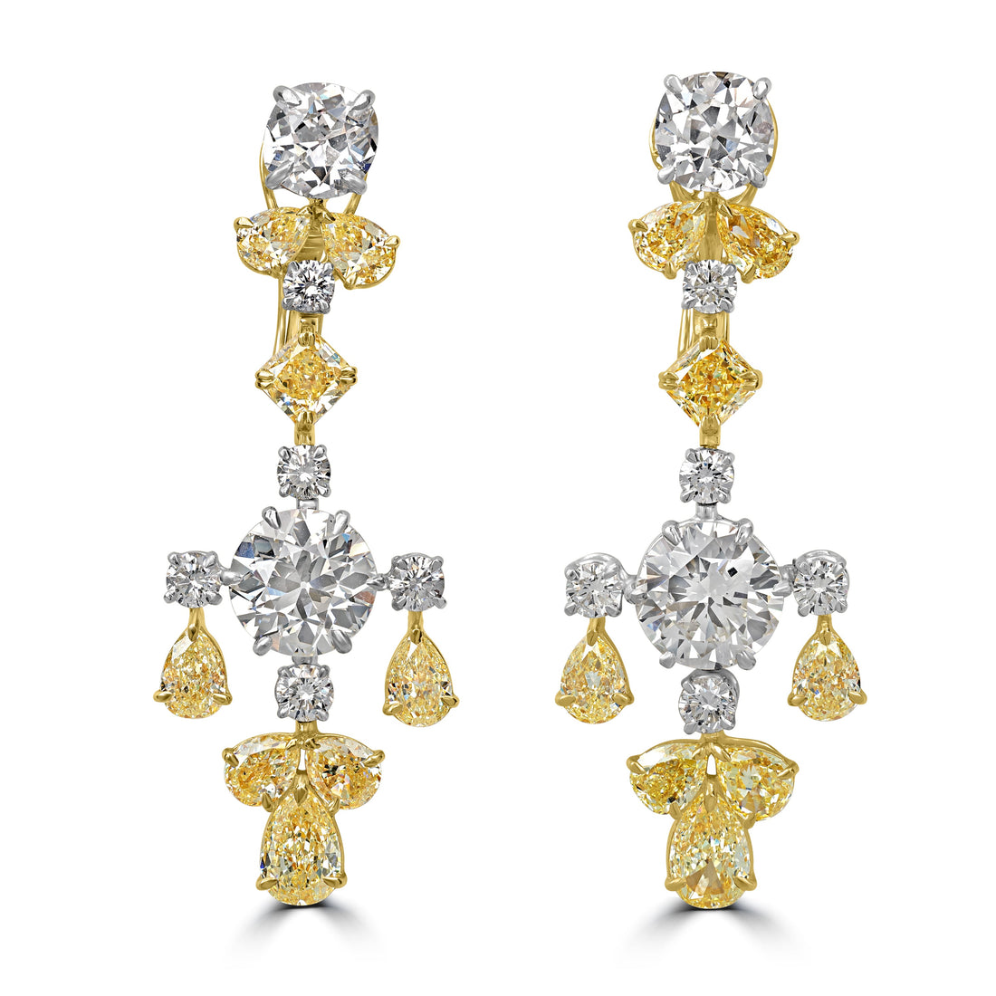 26.36 ct Diamond Earrings in Platinum & 18K Yellow Gold - GIA Certified
