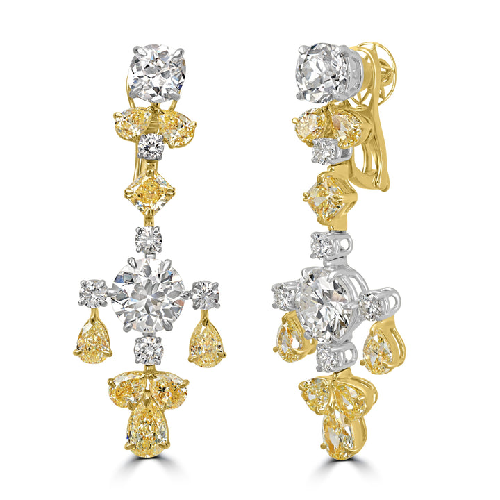 26.36 ct Diamond Earrings in Platinum & 18K Yellow Gold - GIA Certified