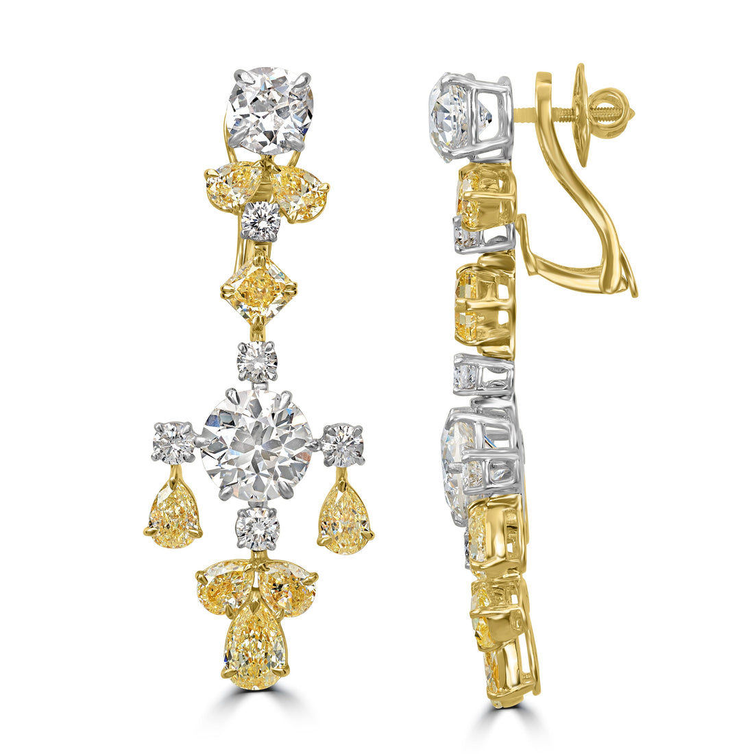 26.36 ct Diamond Earrings in Platinum & 18K Yellow Gold - GIA Certified