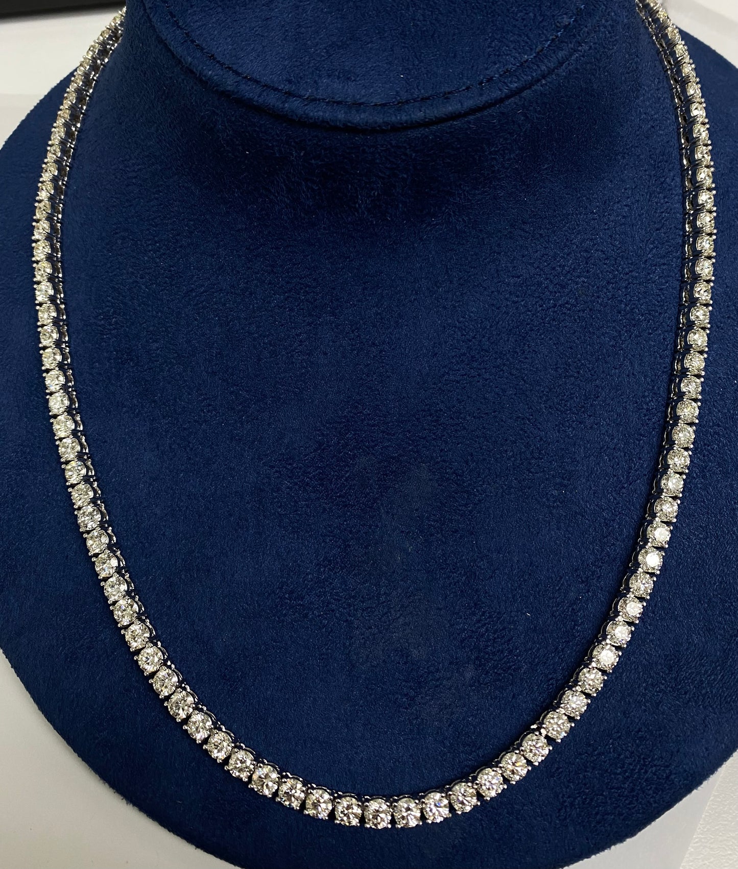 Diamond Tennis Necklace (11.38 CT Diamonds) in White Gold