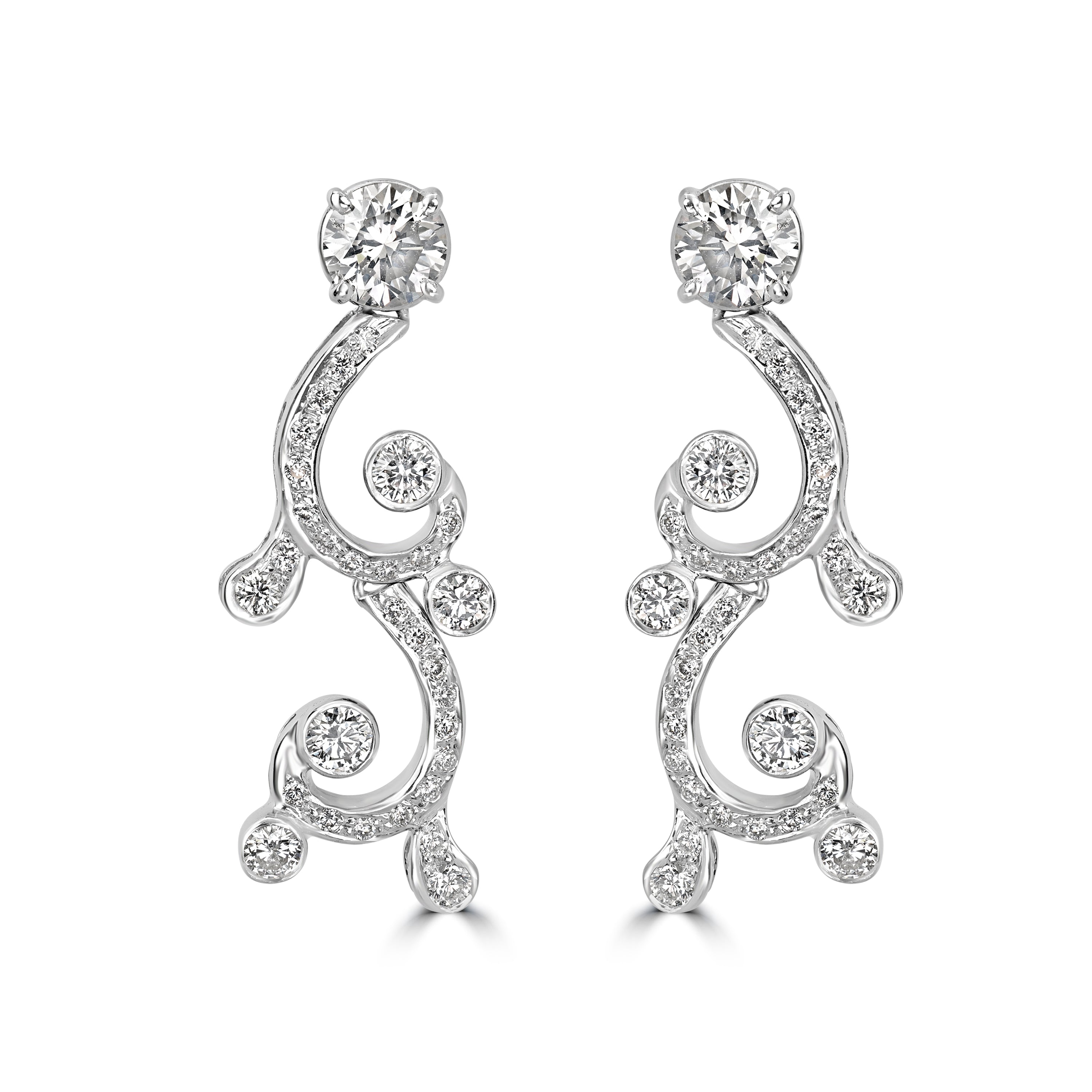 3.70 ct Diamond Earrings in 18K White Gold